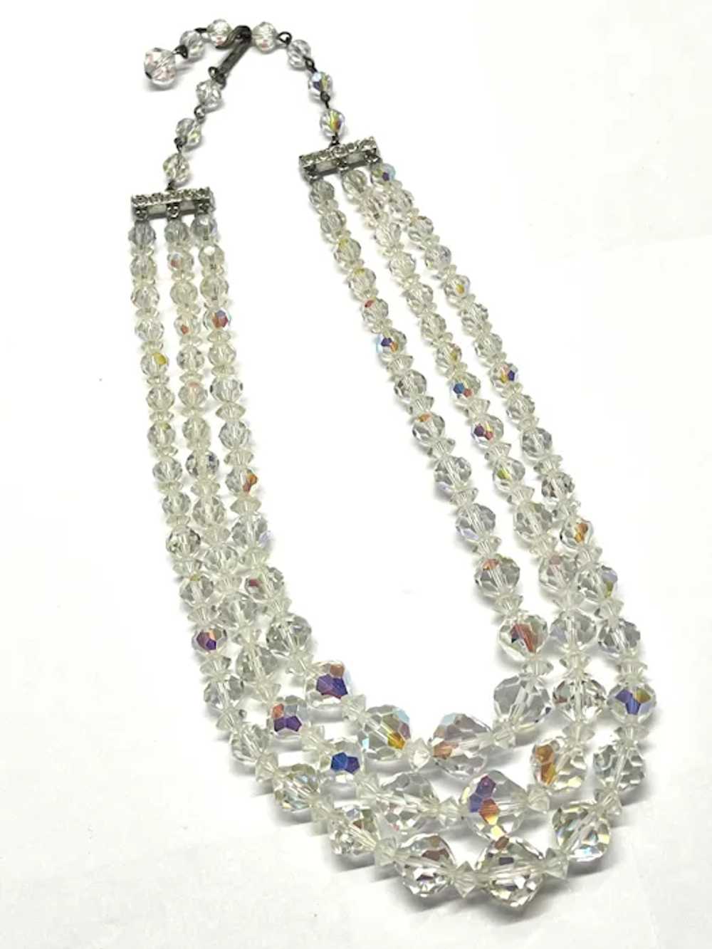 Vintage Laguna Rhinestone Three Strand Crystal Ne… - image 2