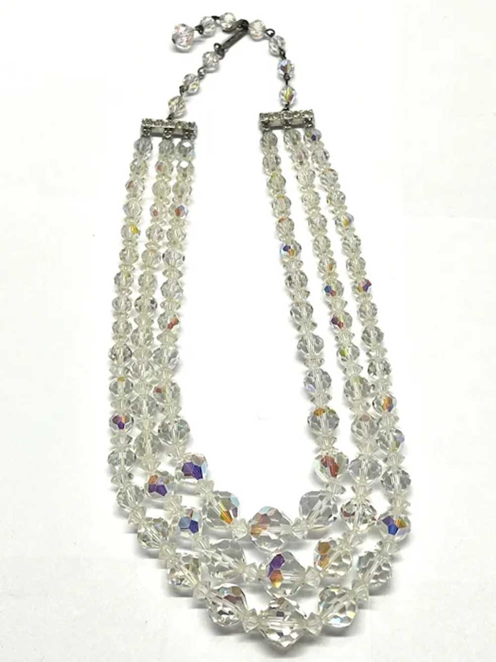 Vintage Laguna Rhinestone Three Strand Crystal Ne… - image 3