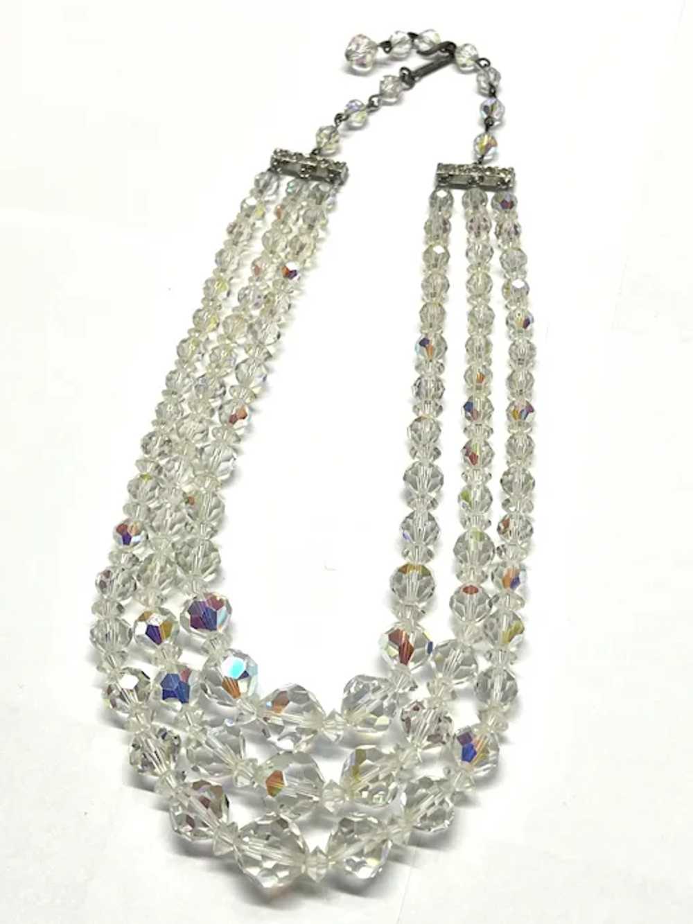 Vintage Laguna Rhinestone Three Strand Crystal Ne… - image 4