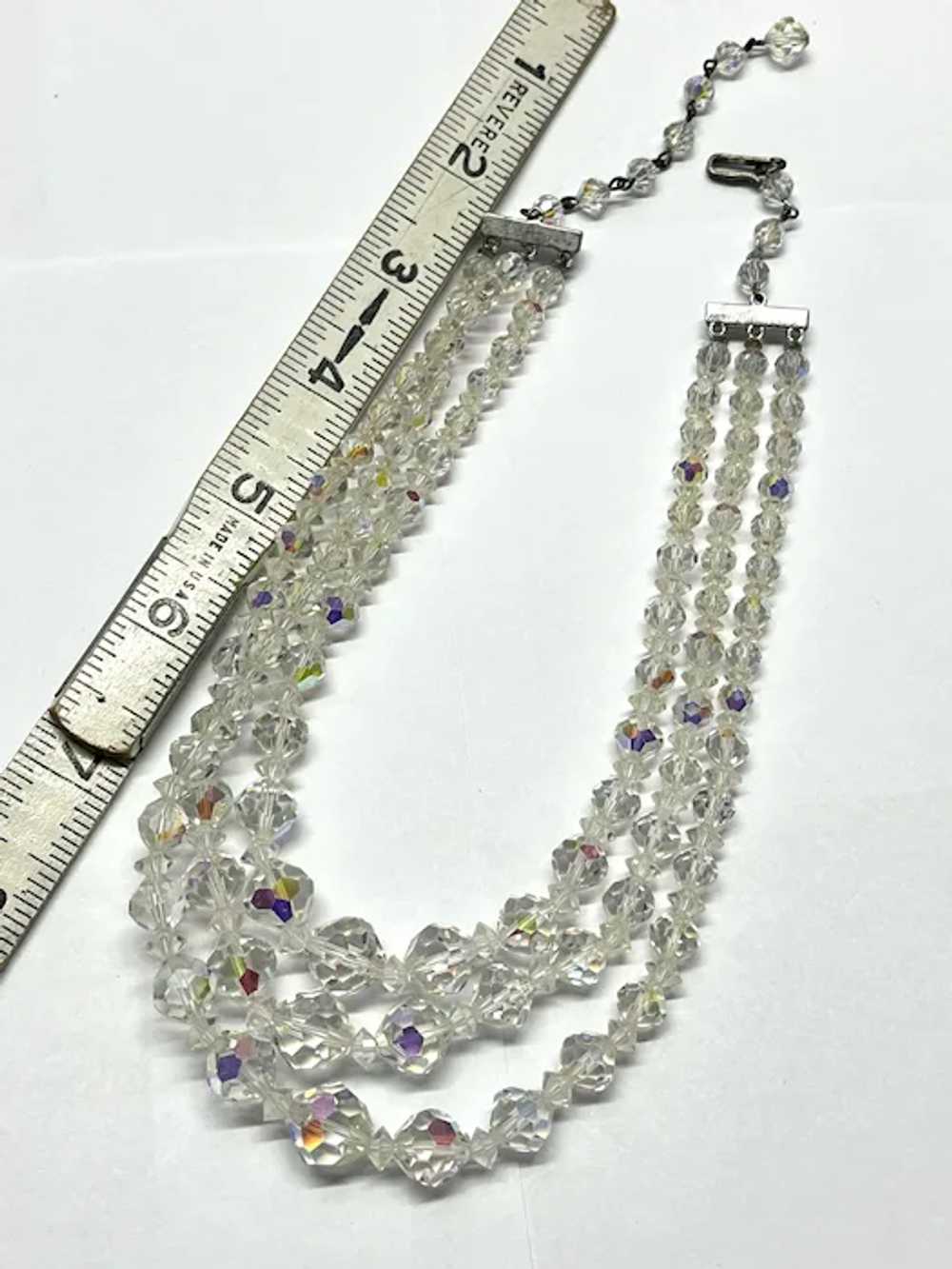 Vintage Laguna Rhinestone Three Strand Crystal Ne… - image 5