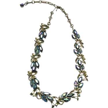 Vintage Blue Rhinestone Coro Necklace - image 1