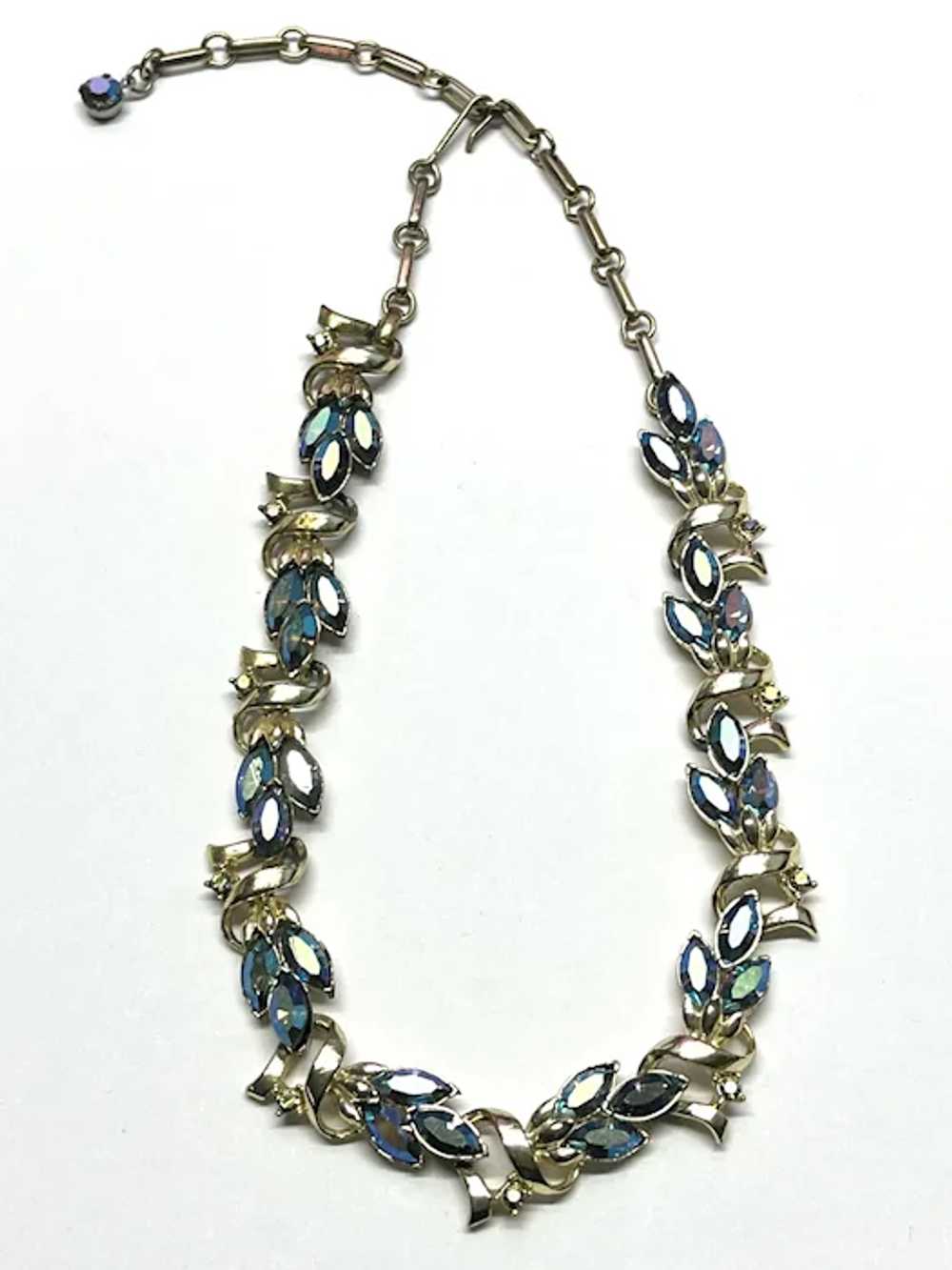 Vintage Blue Rhinestone Coro Necklace - image 2