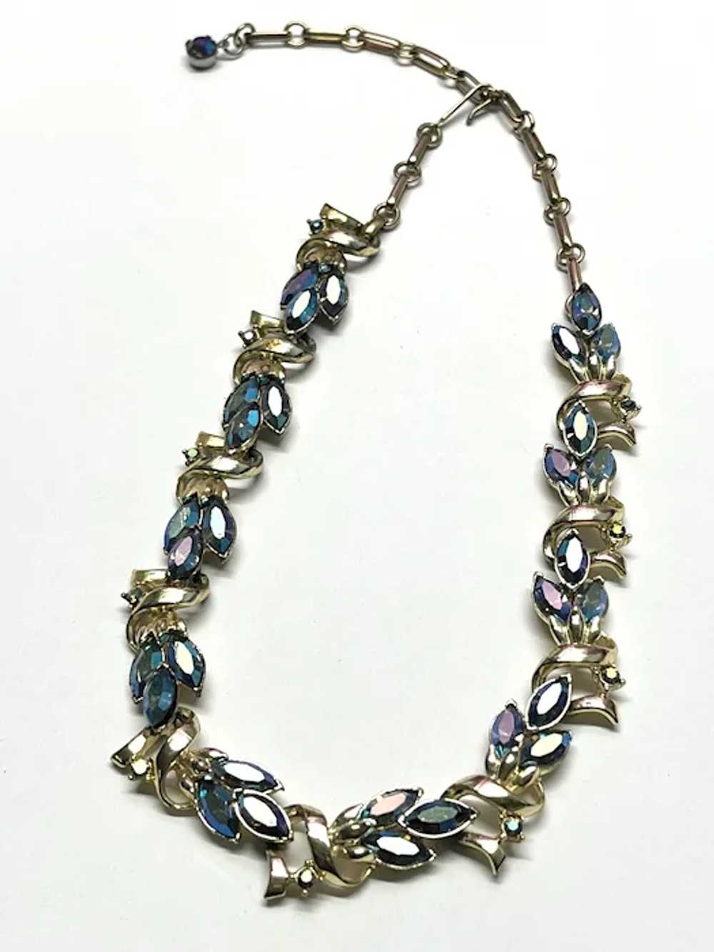 Vintage Blue Rhinestone Coro Necklace - image 5