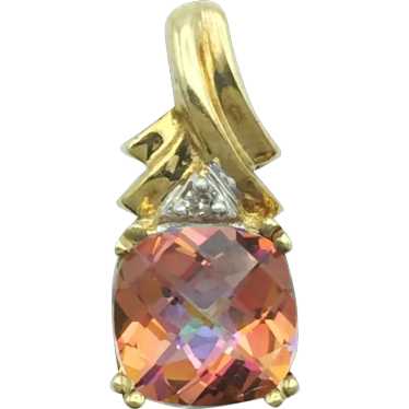 10K Pink Mystic Topaz and Diamond Pendant