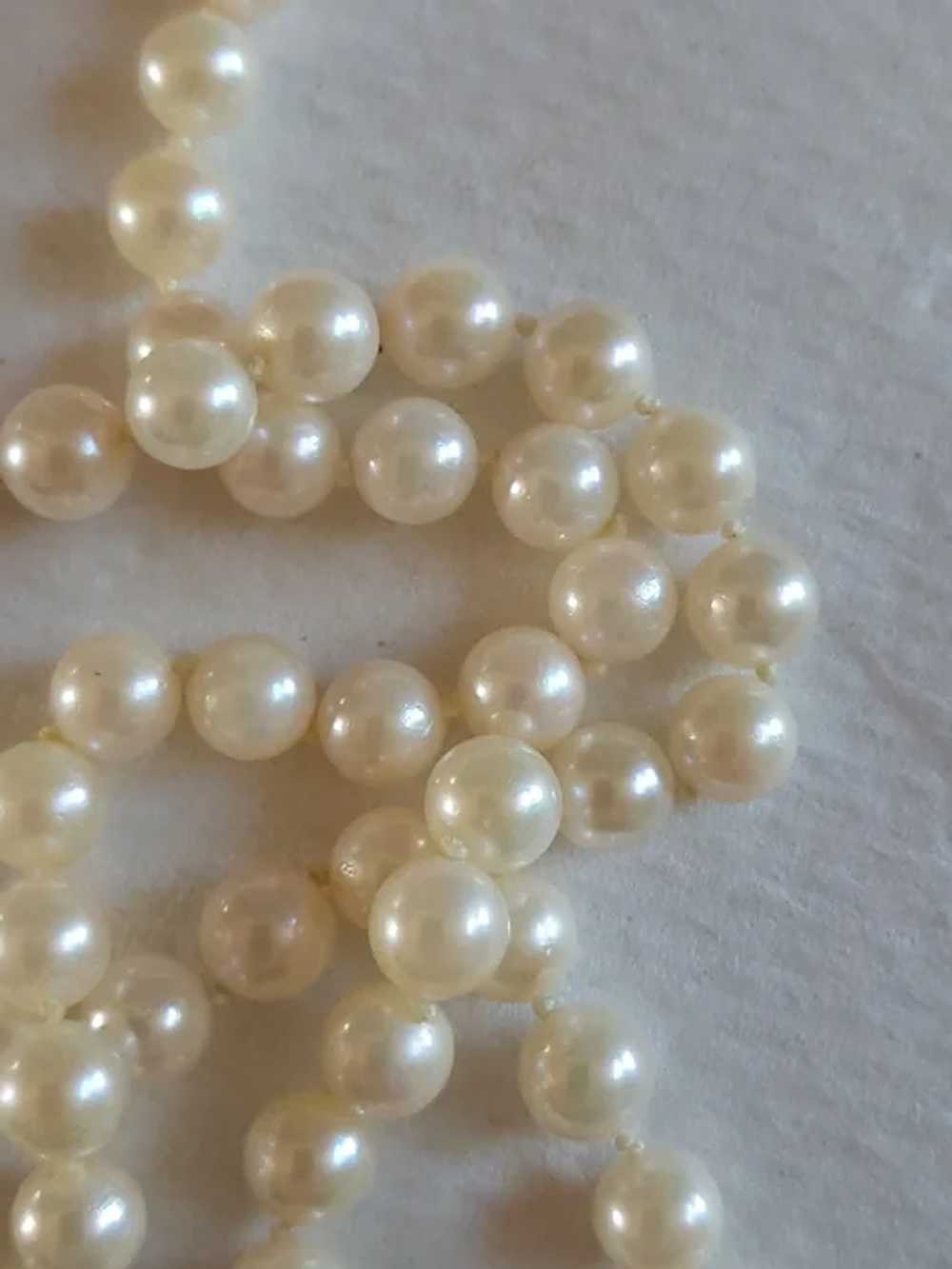 14K Clasp Cultured Pearl Necklace 6mm 24 inches - image 10