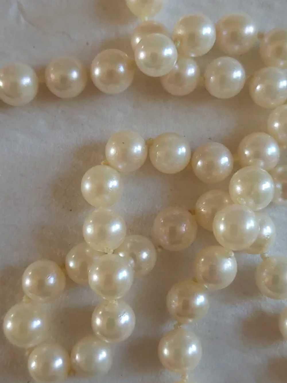 14K Clasp Cultured Pearl Necklace 6mm 24 inches - image 11