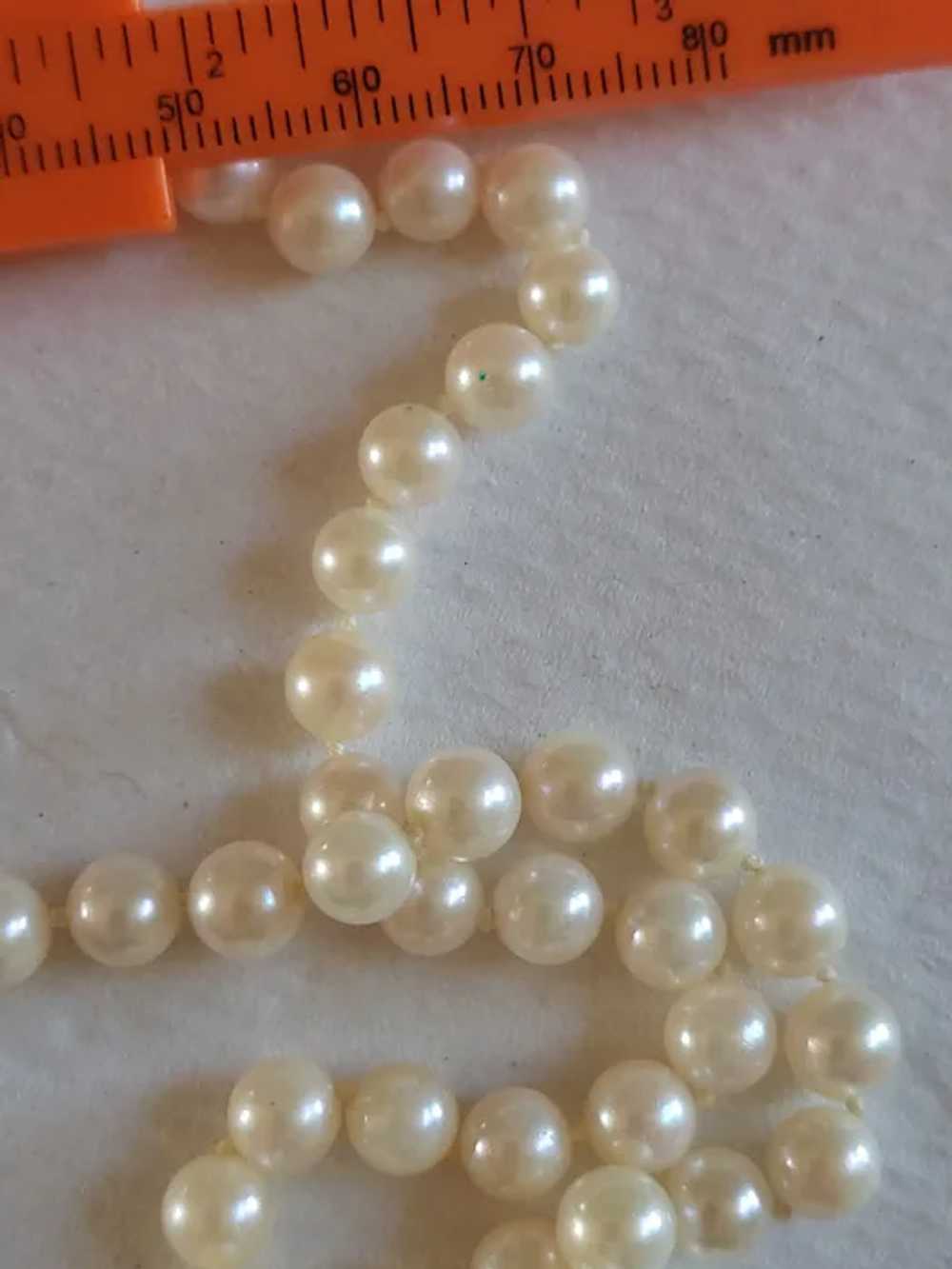 14K Clasp Cultured Pearl Necklace 6mm 24 inches - image 12