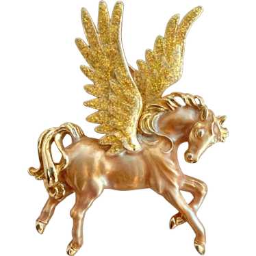 Vintage Kirk's Folly Glitter Pegasus Horse Brooch - image 1