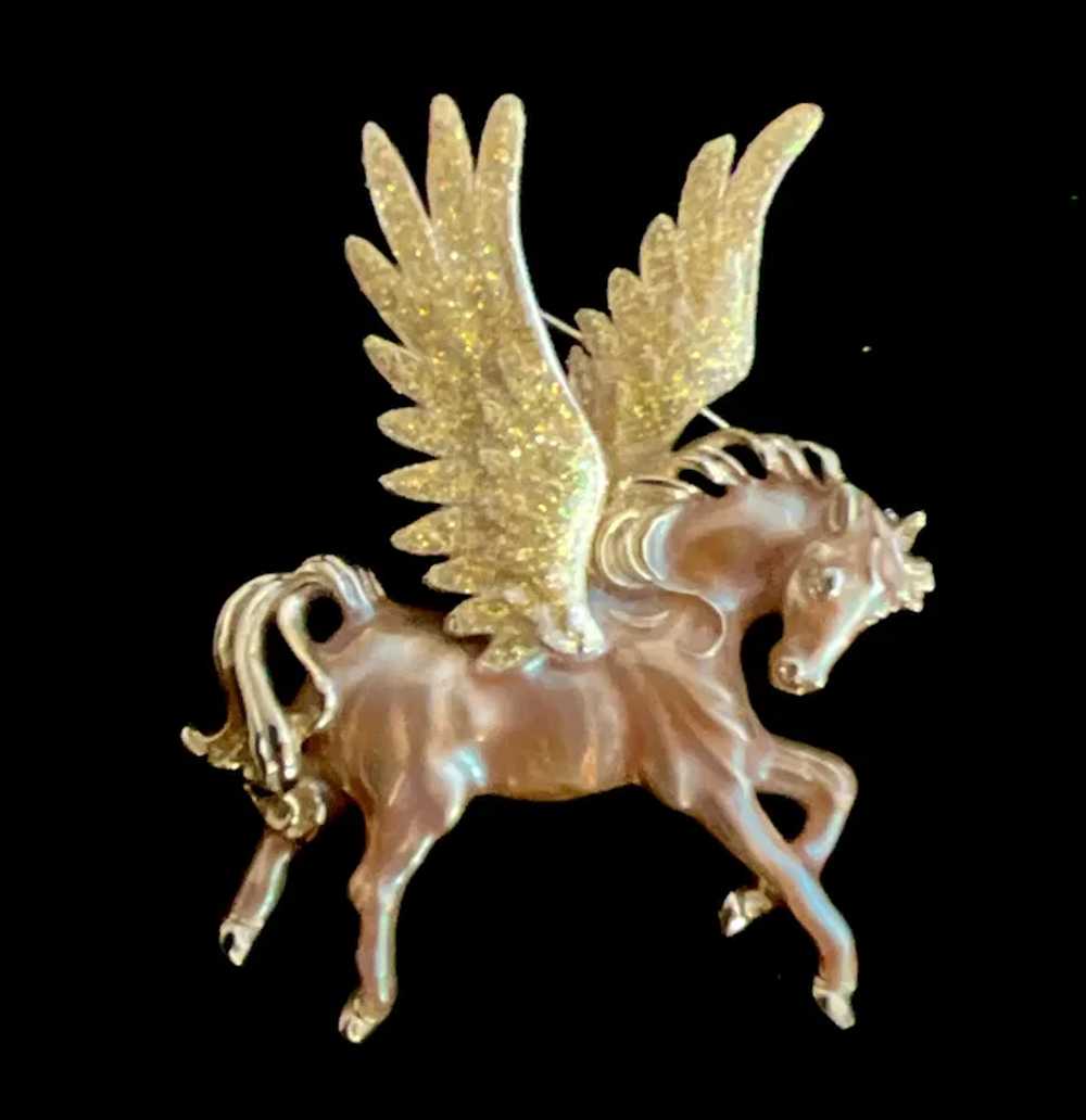 Vintage Kirk's Folly Glitter Pegasus Horse Brooch - image 3