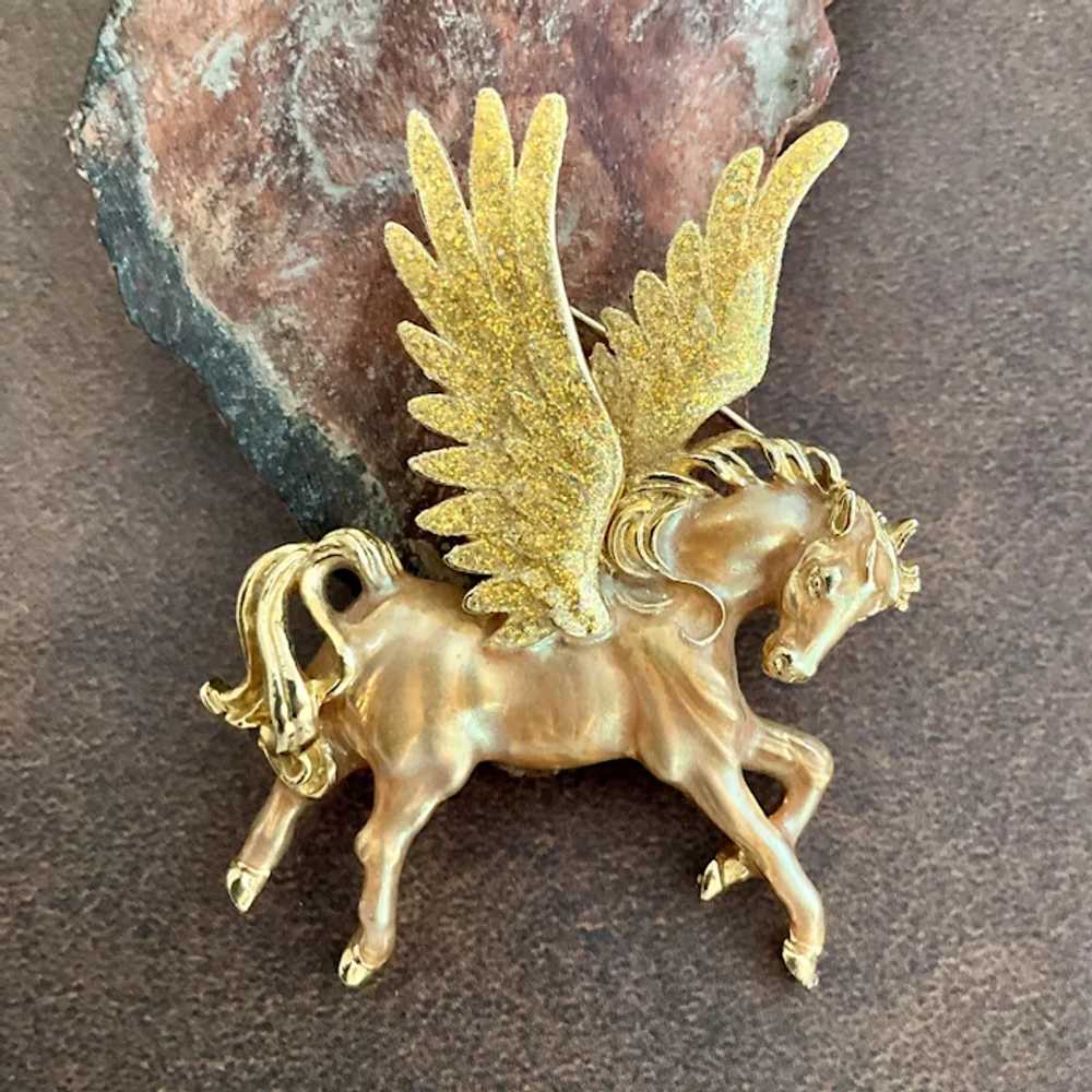 Vintage Kirk's Folly Glitter Pegasus Horse Brooch - image 6