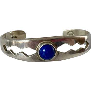 Mexican Sterling Lapis Lazuli Cuff Bracelet - image 1