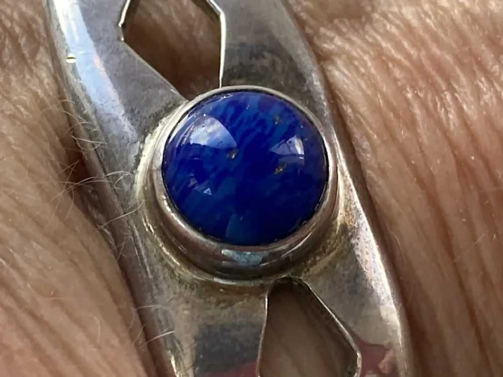 Mexican Sterling Lapis Lazuli Cuff Bracelet - image 3