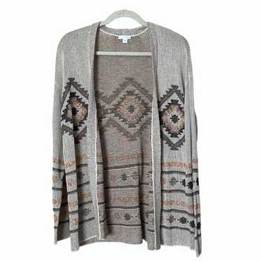 J. Jill Aztec Print Open Front Cardigan Size Large - image 1
