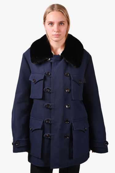 Gucci Navy Blue Canvas/Cream Shearling Lined Togg… - image 1