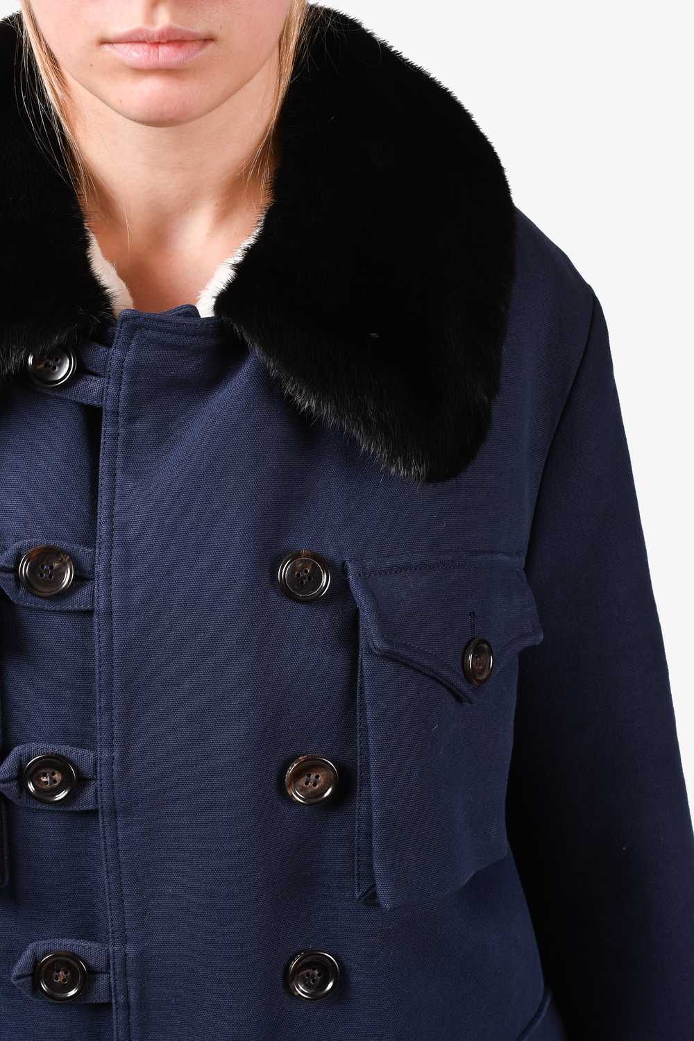 Gucci Navy Blue Canvas/Cream Shearling Lined Togg… - image 2