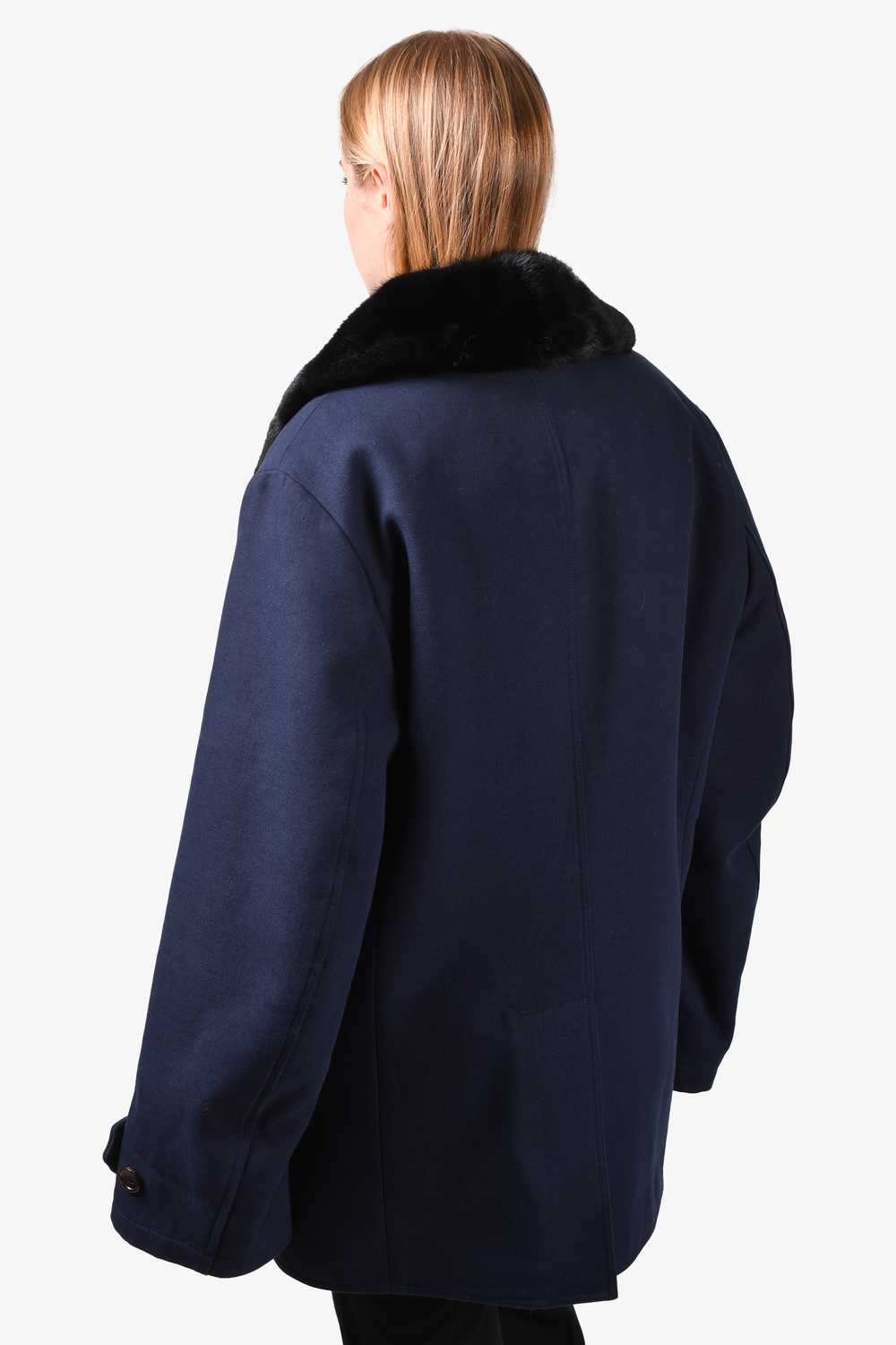 Gucci Navy Blue Canvas/Cream Shearling Lined Togg… - image 3