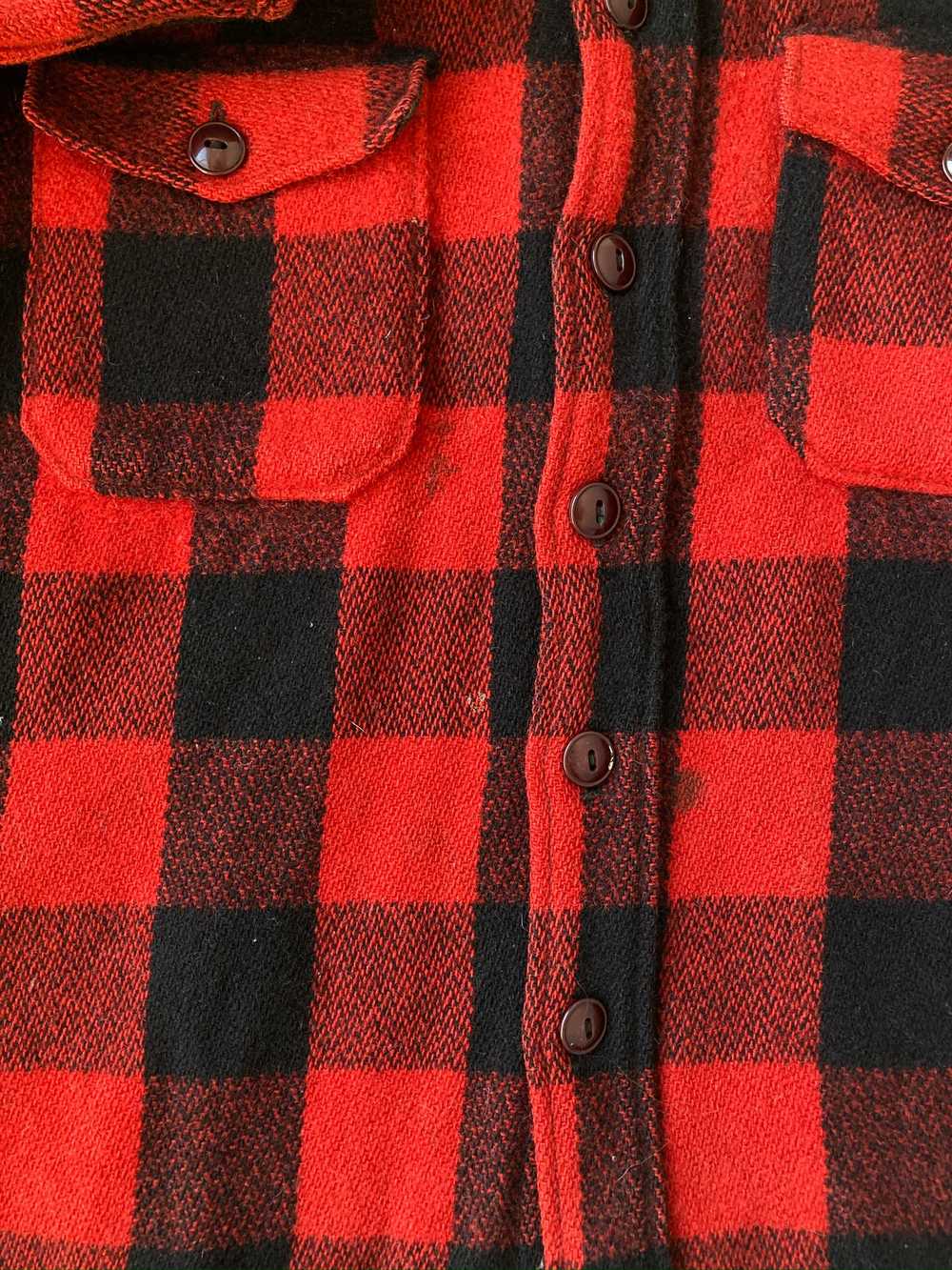 Buffalo Plaid Wool Shirt 50's - Large - image 3