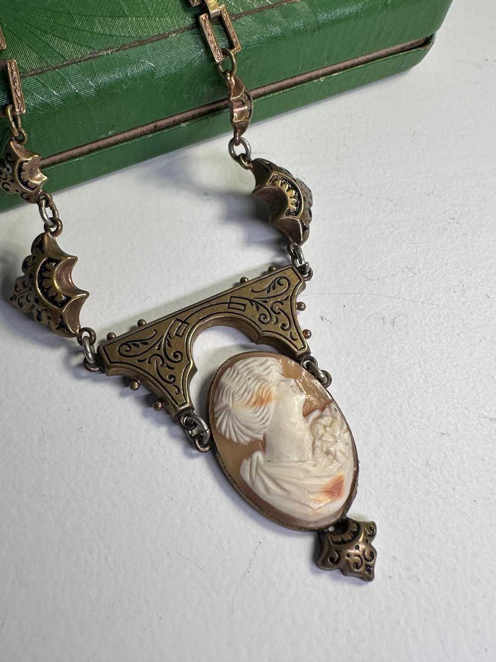 Victorian Drop Cameo Necklace - image 1