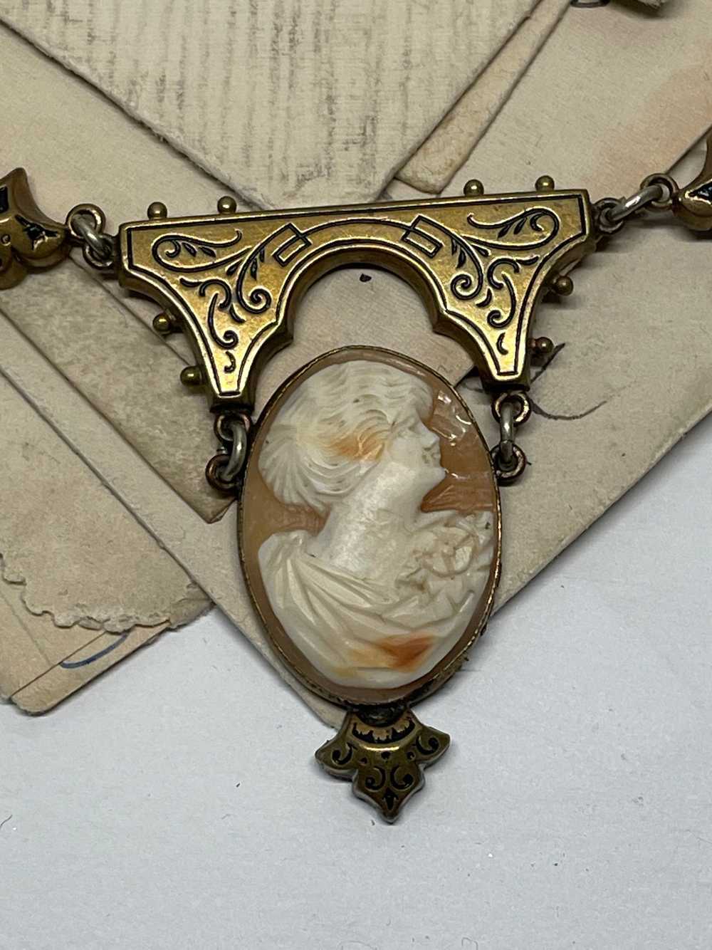 Victorian Drop Cameo Necklace - image 5