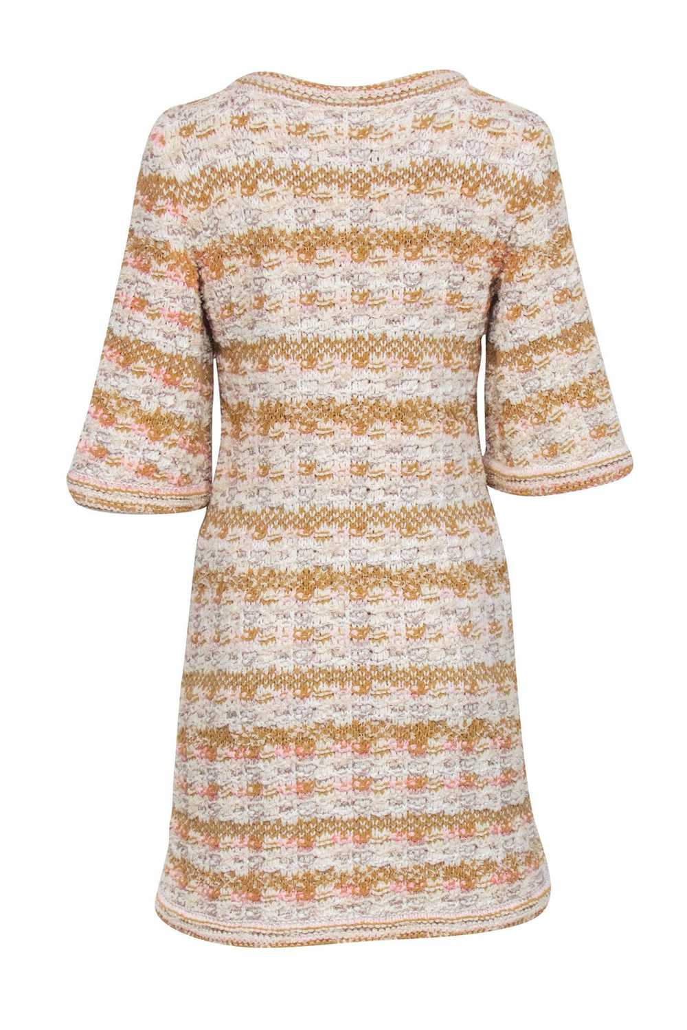 Chanel - Ivory, Tan, & Pink Tweed Knit Dress Sz 4 - image 3