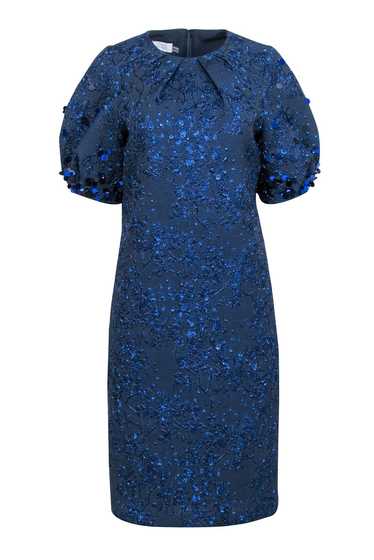 Teri Jon - Navy & Metallic Blue Sequin Detail Dres