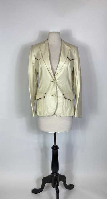 1970s Alan Cherry Beige Western Leather Blazer Jac