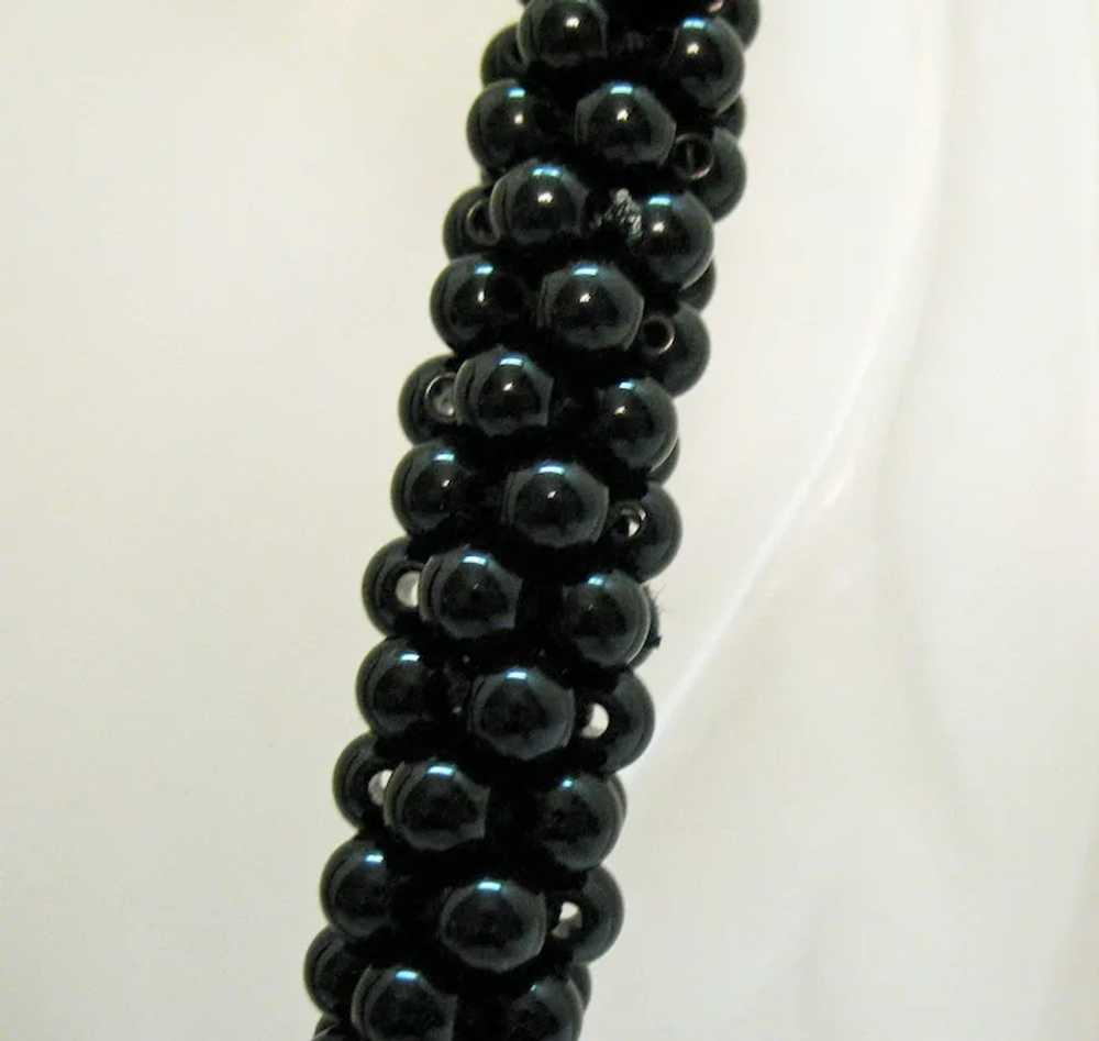 Bold Signed Talbots Vintage Black Glass Beaded Rh… - image 7