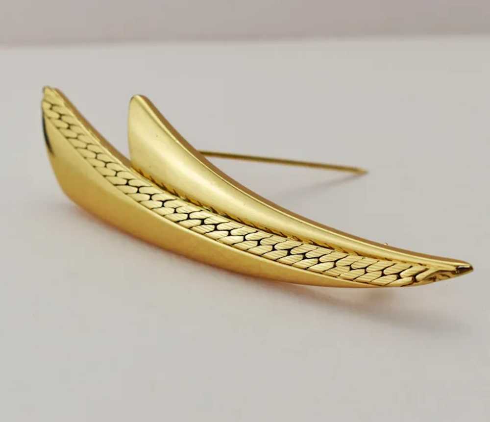 Large abstract brooch gold, quirky geometric Mone… - image 2