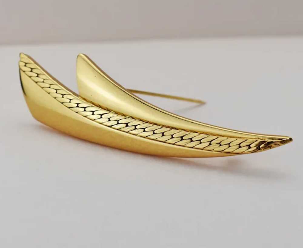 Large abstract brooch gold, quirky geometric Mone… - image 7