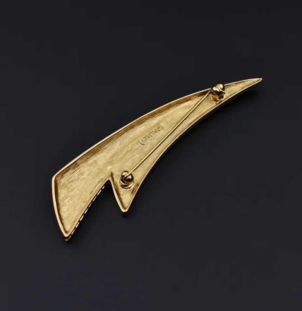 Large abstract brooch gold, quirky geometric Mone… - image 9