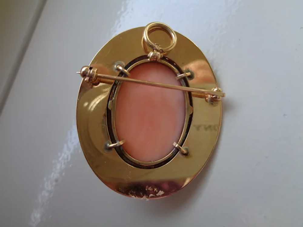 Stunning Coral Cameo in 14K Rose Gold with Seed P… - image 2