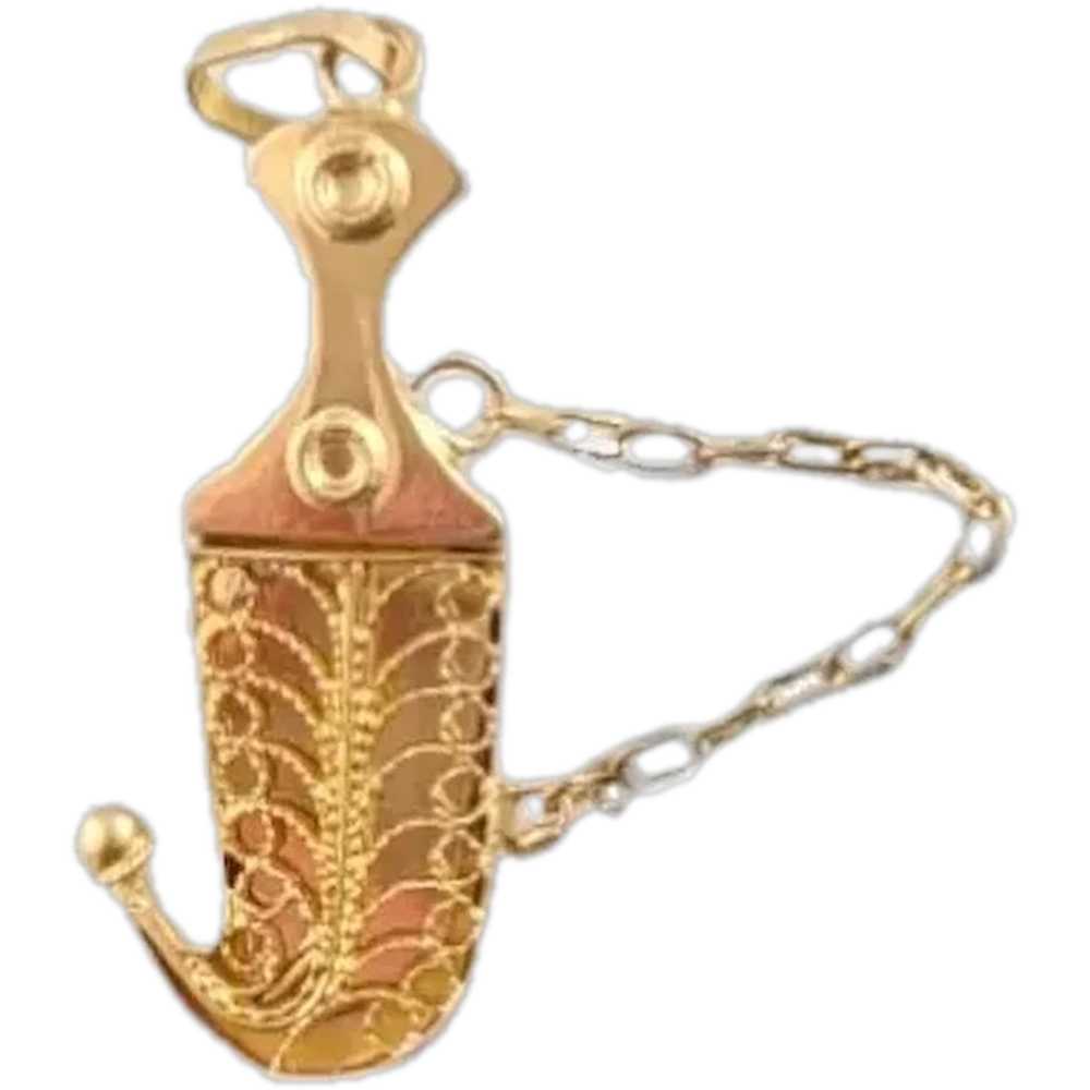 Vintage Moveable 21K Yellow Gold Dagger Charm #15… - image 1