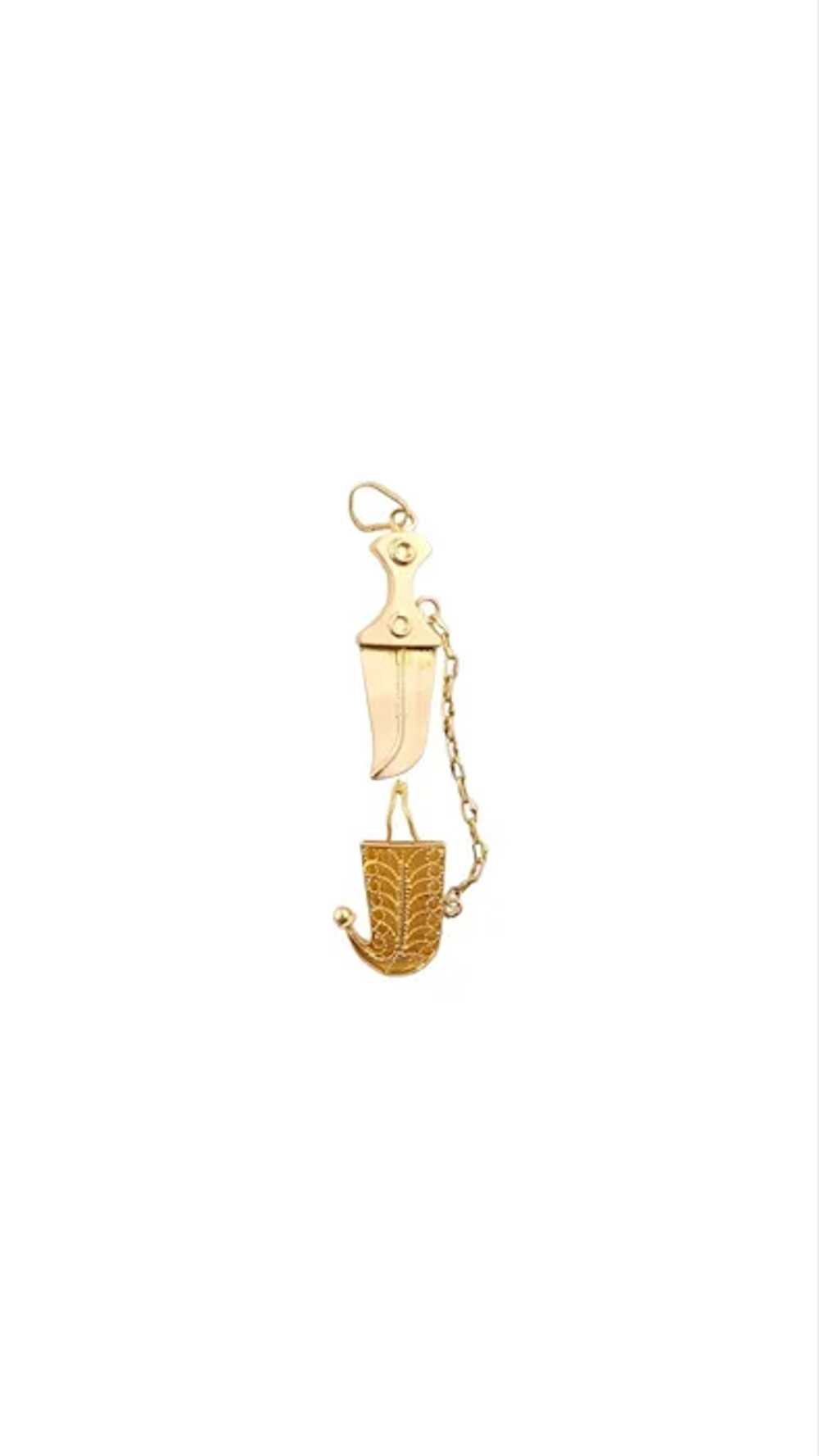 Vintage Moveable 21K Yellow Gold Dagger Charm #15… - image 3