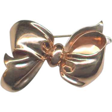 Large Signed MONET Vermeil Sterling Silver BOW Pin