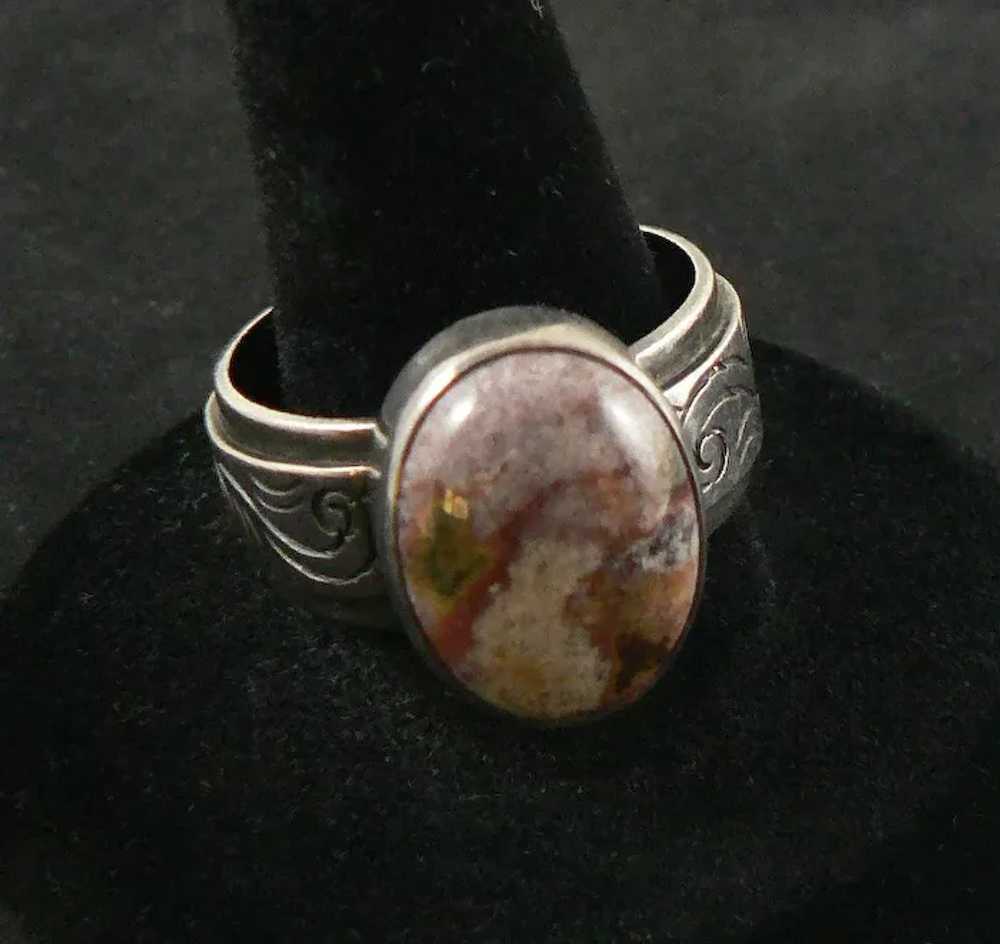 Oval Agate Sterling Silver Ring - image 2