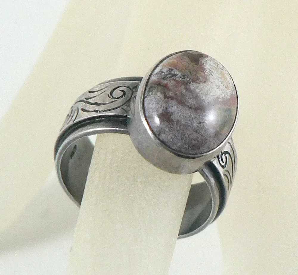 Oval Agate Sterling Silver Ring - image 3