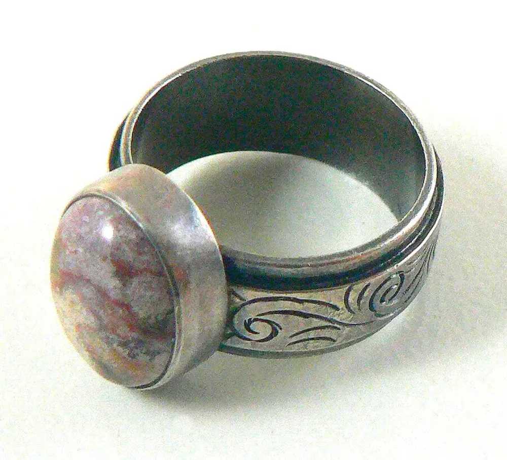 Oval Agate Sterling Silver Ring - image 7