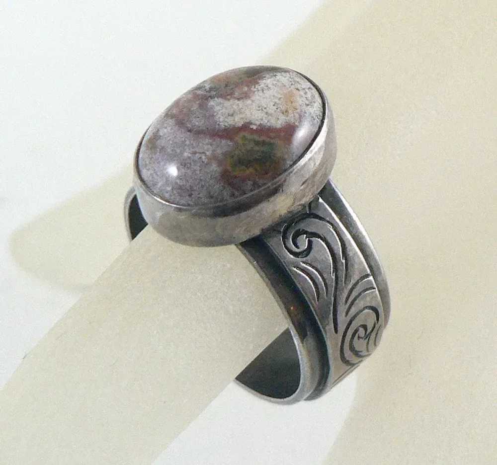Oval Agate Sterling Silver Ring - image 9