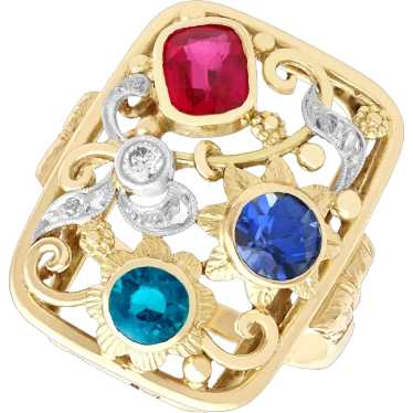 Vintage Synthetic Ruby and Sapphire 0.48cttw Zirc… - image 1