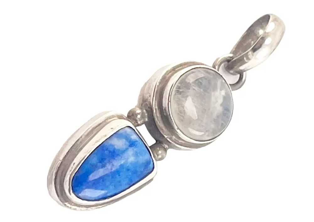 Moonstone and Lapis Natural Stone Pendant 1.5 inc… - image 3