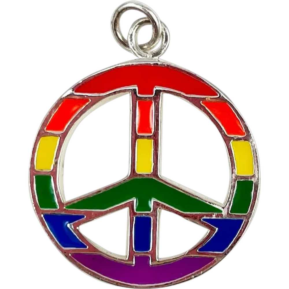 Rainbow Peace Charm Sterling & Enamel - image 1