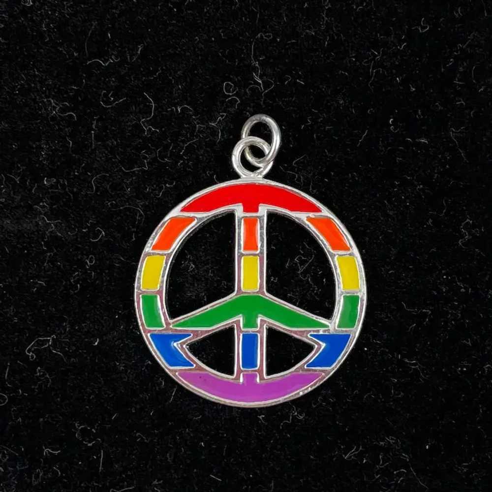 Rainbow Peace Charm Sterling & Enamel - image 2