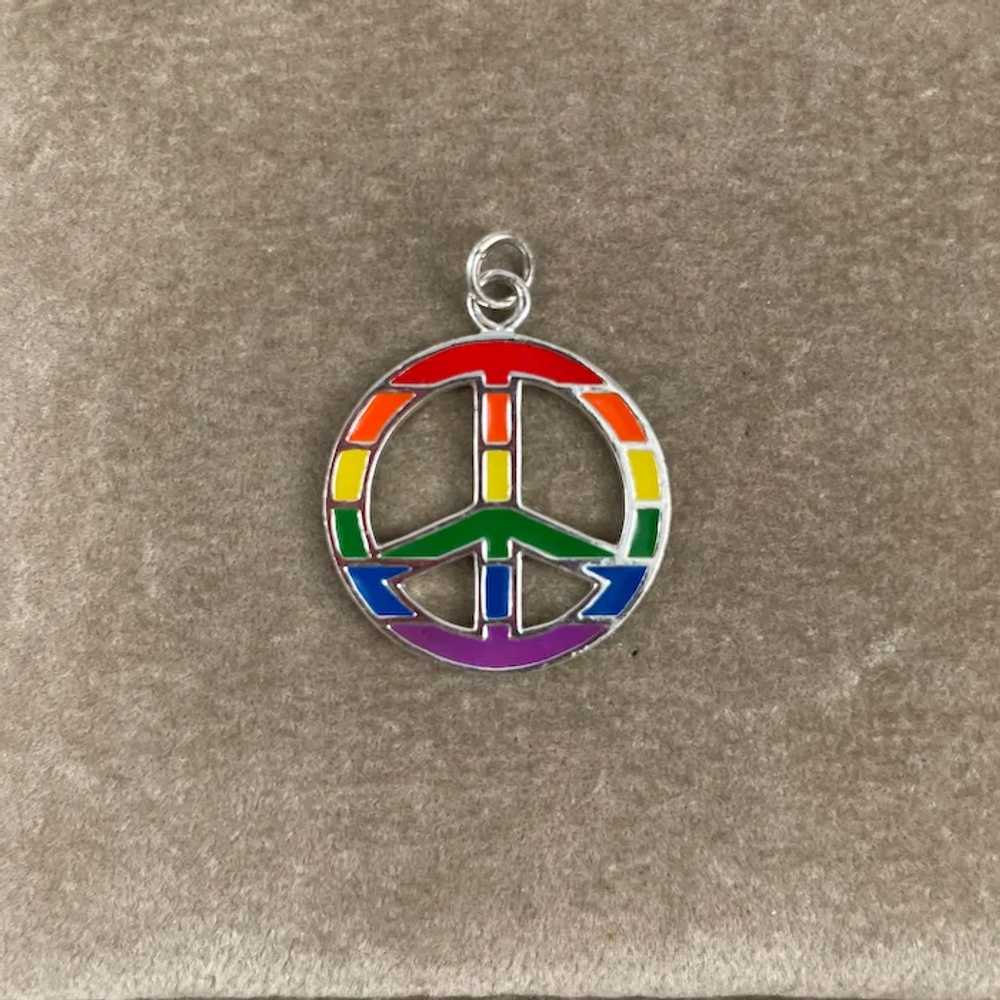 Rainbow Peace Charm Sterling & Enamel - image 3