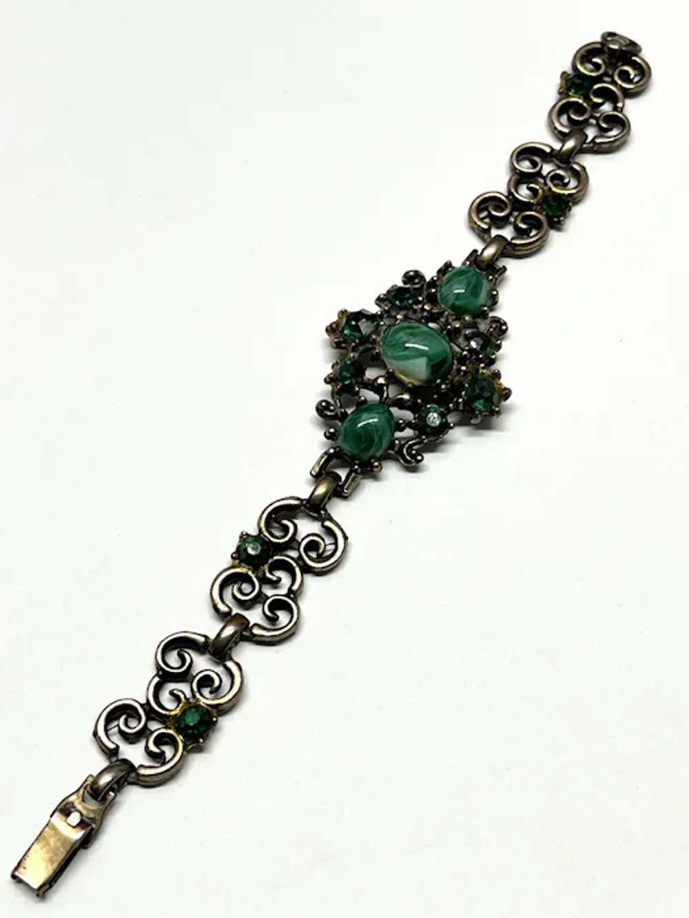 Vintage Green Glass Bracelet - image 4