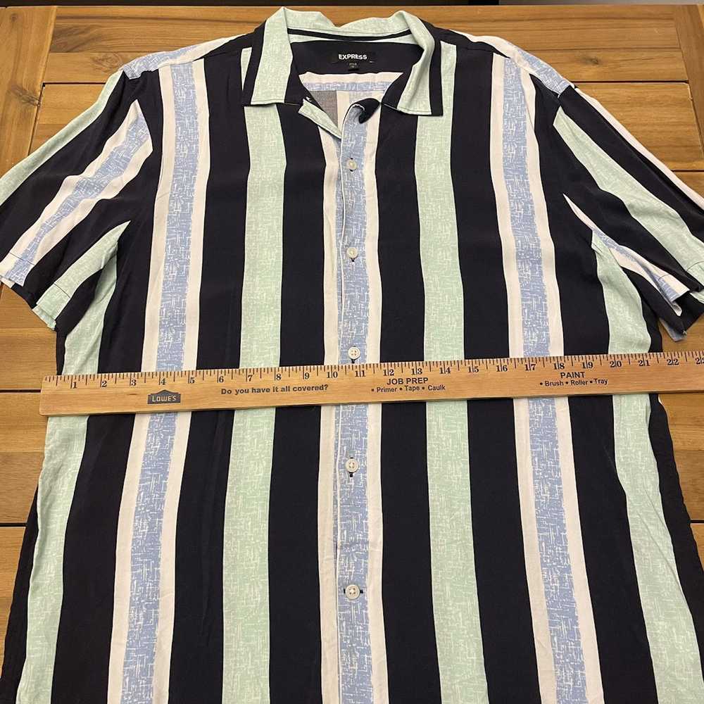 Express Express Rayon Button Striped Short Sleeve… - image 5