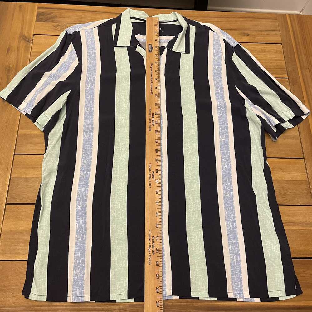 Express Express Rayon Button Striped Short Sleeve… - image 6