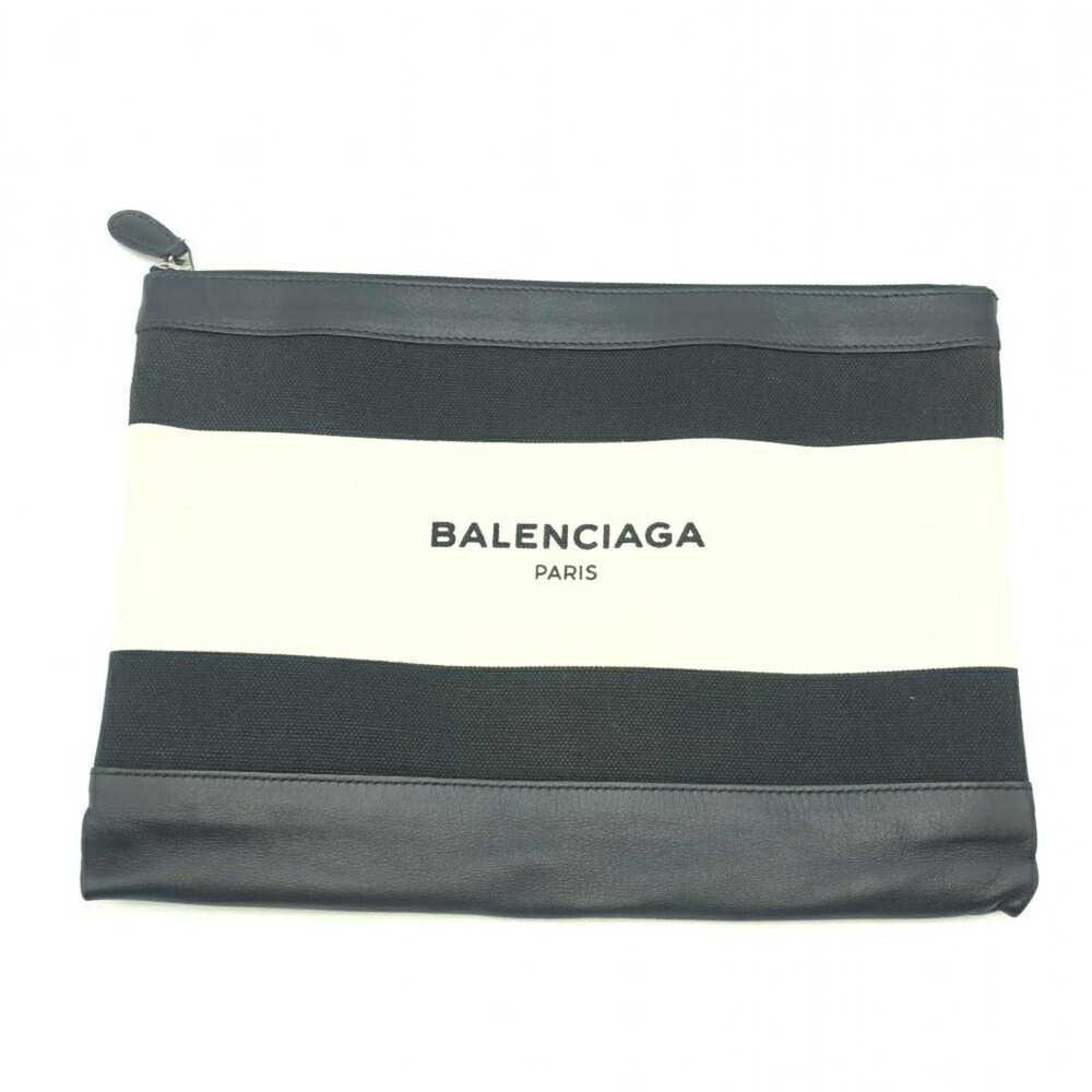 Balenciaga BALENCIAGA Canvas Clutch Bag Black Whi… - image 1