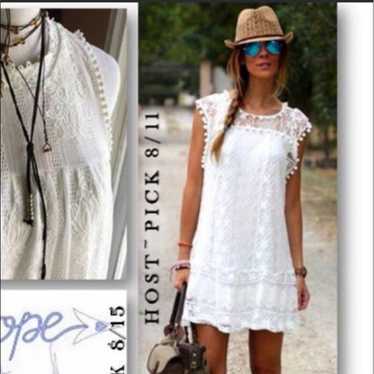 New boho white lace dress