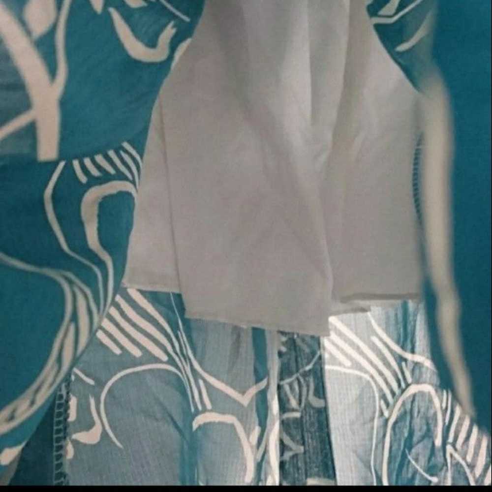 Vintage Teal Blue Tulip Print Dress - image 8