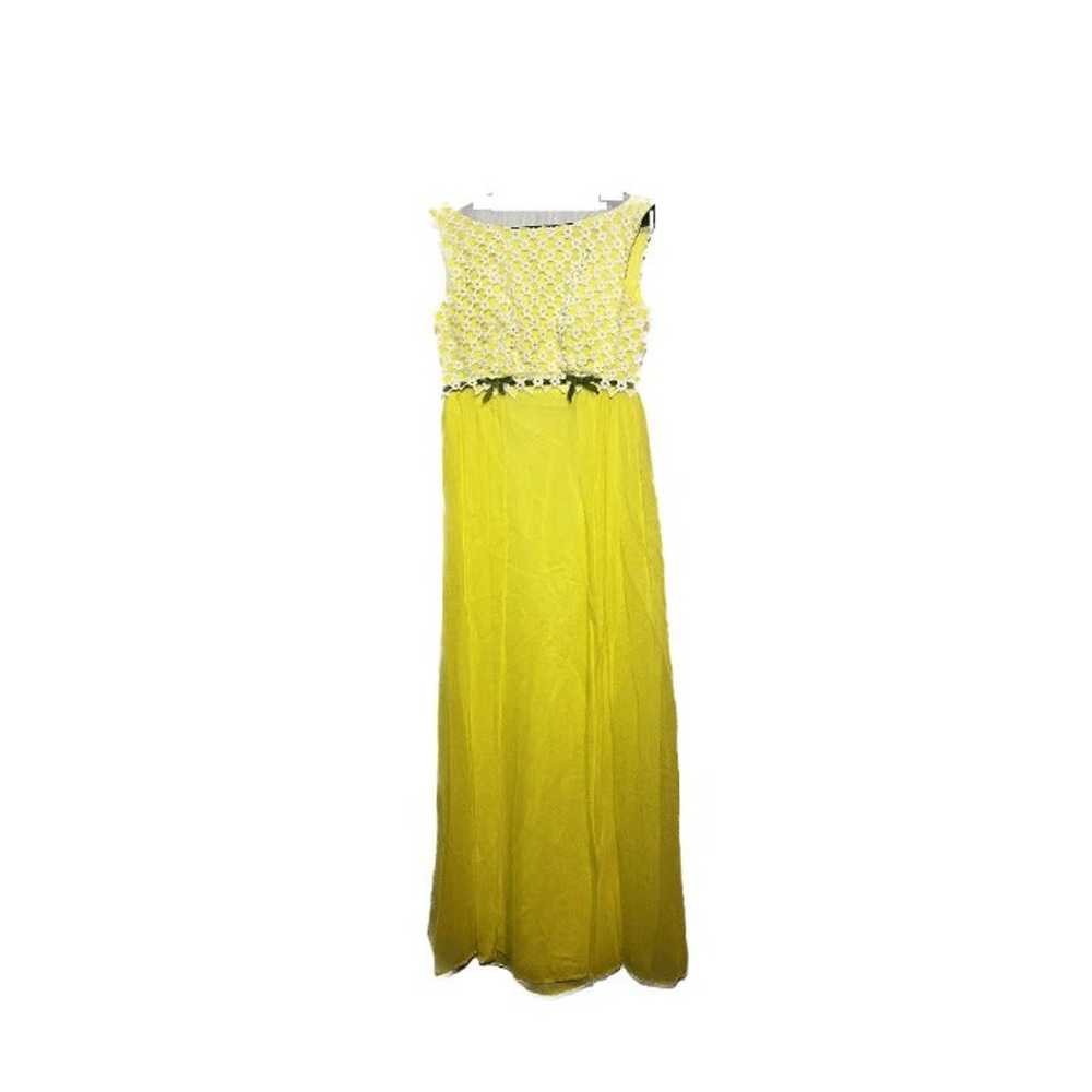 Vintage 70s Bright Yellow Chiffon Prom Gown - image 1